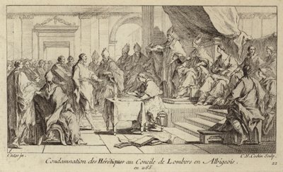 Veroordeling van Katharen als ketters op het Concilie van Lombers, Frankrijk door Charles Nicolas II Cochin