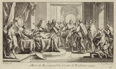 De dood van Raymond VI, Graaf van Toulouse door Charles Nicolas II Cochin