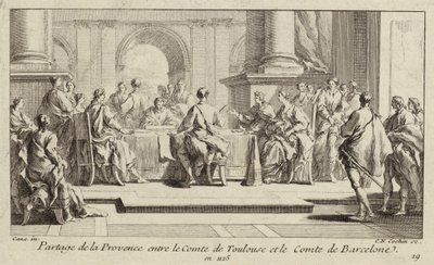 Verdeling van Provence tussen de Graven van Toulouse en Barcelona, 1125 door Charles Nicolas II Cochin