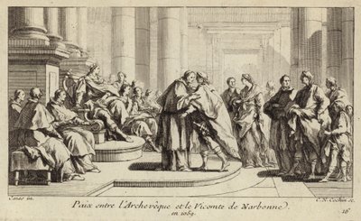 Vrede tussen de bisschop en burggraaf van Narbonne door Charles Nicolas II Cochin