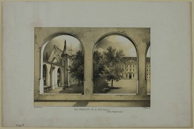 Binnenaanzicht van het recreatieterrein door Charles Nicolas Lemercier