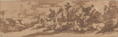 Cavaleriegevecht bij een Rivier door Charles Parrocel