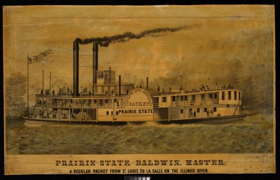 Prairie State. Baldwin, Meester. Een reguliere pakketboot van St. Louis naar La Salle, op de Illinois River door Charles Parsons