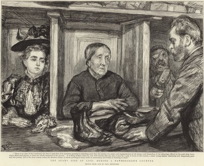Achter de toonbank van een pandjeshuis (litho) door Charles Paul (after) Renouard