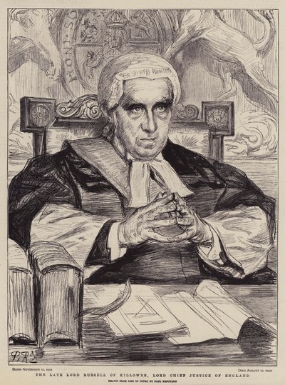 De overleden Lord Russell van Killowen, Lord Chief Justice van Engeland door Charles Paul (after) Renouard