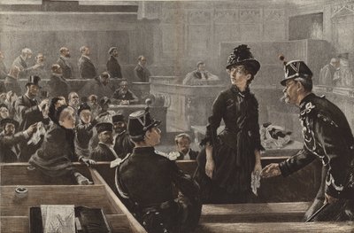 Vrijgesproken, een scène in de Parijse rechtbanken door Charles Paul Renouard
