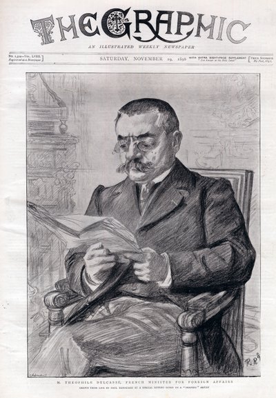 Portret van Theophile Delcasse, Franse politicus en minister van Buitenlandse Zaken. door Charles Paul Renouard