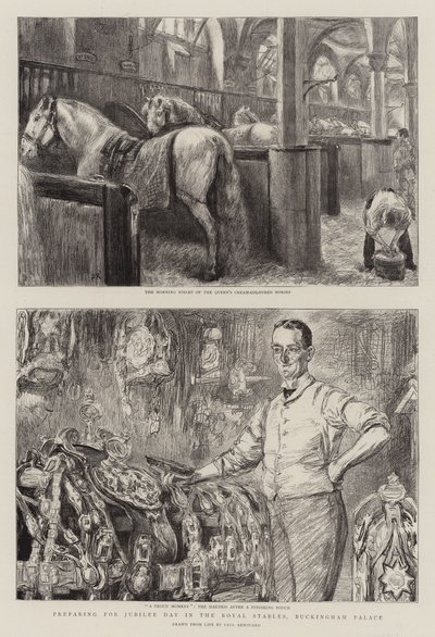 Voorbereidingen voor Jubileumdag in de Koninklijke Stallen, Buckingham Palace door Charles Paul Renouard