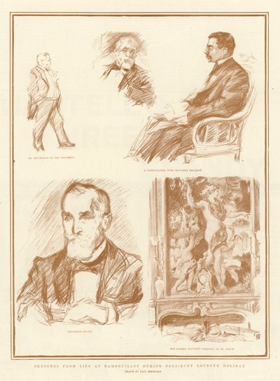 Schetsen uit het leven in Rambouillet tijdens de vakantie van president Loubet door Charles Paul Renouard