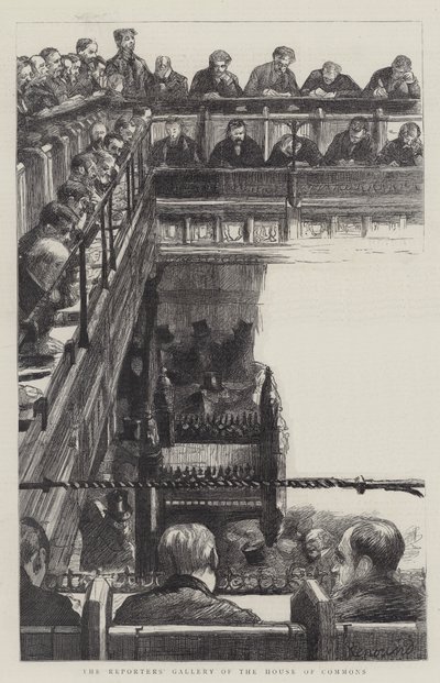 De verslaggeversgalerij van het Lagerhuis door Charles Paul Renouard
