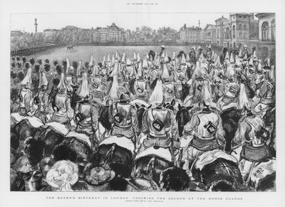 Trooping the Colour bij de Horse Guards door Charles Paul Renouard
