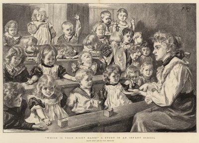 Welke is je rechterhand een studie in een kleuterschool door Charles Paul Renouard