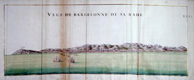 Uitzicht op Barcelona en zijn haven door Charles Pene