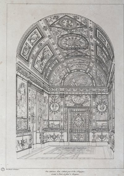 Interieur van studeerkamer voor de koning van Spanje in Parijs door Charles Percier