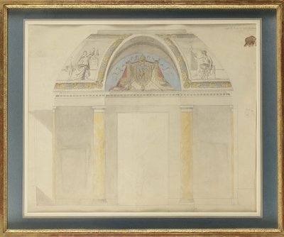 Studie voor de decoratie van de troon in het Palais des Tuileries door Charles Percier