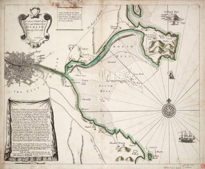 Een correcte kaart van de stad en haven van Dublin, Ierland door Charles Price