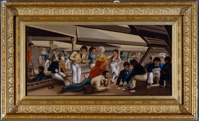 Een slagschip in de haven door Charles Random DeBerenger