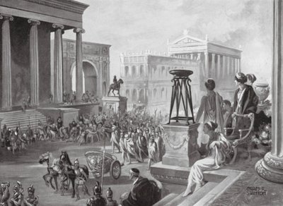 De Achaeïsche leiders gedragen naar Rome, BC 167 (litho) door Charles Rebel Stanton