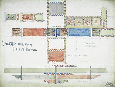 Decoratie van het dak van S. Miniato, Florence, 1891 door Charles Rennie Mackintosh