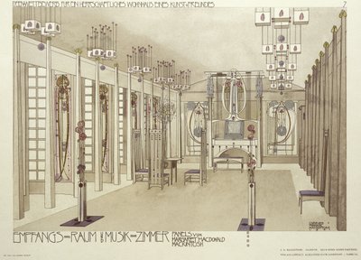 Ontwerp voor een muziekkamer, ca. 1901 door Charles Rennie Mackintosh
