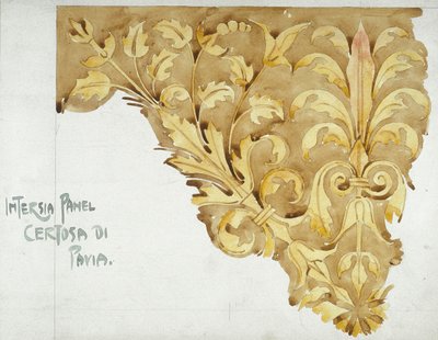 Intarsia paneel, Certosa di Pavia, 1891 door Charles Rennie Mackintosh