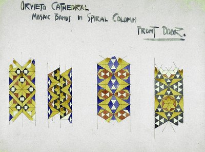 Orvieto Kathedraal, Mozaïekbanden in Spiraalkolom, Voordeur, 1891 door Charles Rennie Mackintosh