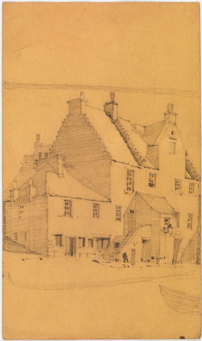 Potloodschets van oude gebouwen, waarschijnlijk in Glasgow door Charles Rennie Mackintosh