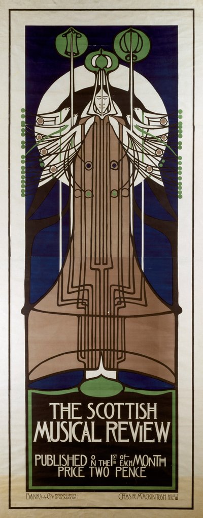 Poster reclame voor de Scottish Musical Review door Charles Rennie Mackintosh