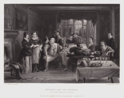 Falstaff en zijn vrienden (gravure) door Charles Robert (after) Leslie