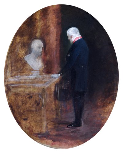De hertog van Wellington kijkt naar buste van Napoleon, 19e eeuw door Charles Robert Leslie