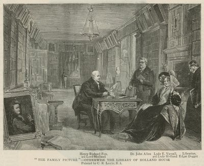 Het familieportret - de bibliotheek van Holland House door Charles Robert Leslie