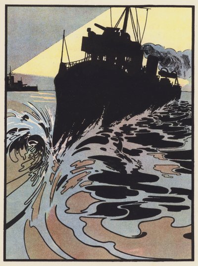 Een Torpedobootjager die Probeert te Ontsnappen aan de Zoeklicht door Charles Robinson