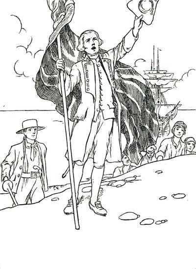 Kapitein Cook landt in Australië, 1912 door Charles Robinson