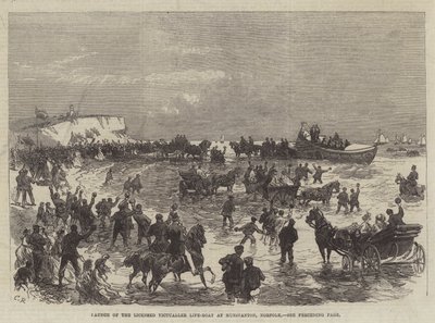 Lancering van de Licensed Victualler Life-Boat in Hunstanton, Norfolk door Sir John Charles Robinson