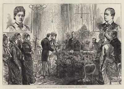 Huwelijk van de Graaf van Rosebery met Juffrouw Hannah Rothschild, de Burgerlijke Ceremonie door Sir John Charles Robinson