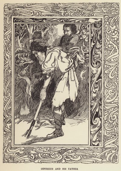Odysseus en zijn vader door Sir John Charles Robinson