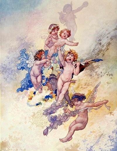 Putti met Bloemenguirlandes door Charles Robinson
