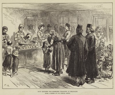 Soepkeuken voor dakloze boeren in Belgrado door Sir John Charles Robinson