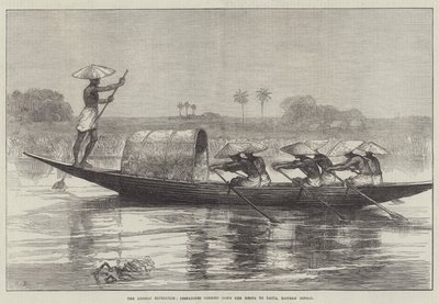 De Looshai-expeditie, berichten vervoerd over de Megna naar Dacca, Oost-Bengalen door Sir John Charles Robinson