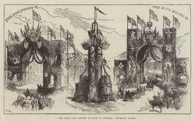 De prins en prinses van Wales in Chatham, triomfbogen door Sir John Charles Robinson