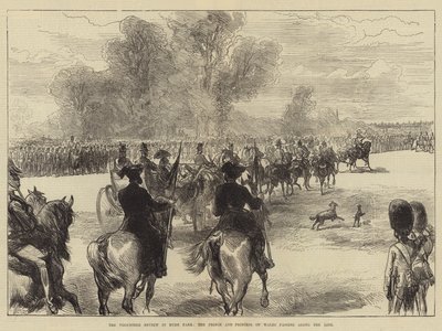 De vrijwilligersparade in Hyde Park, de prins en prinses van Wales passeren de linie door Sir John Charles Robinson