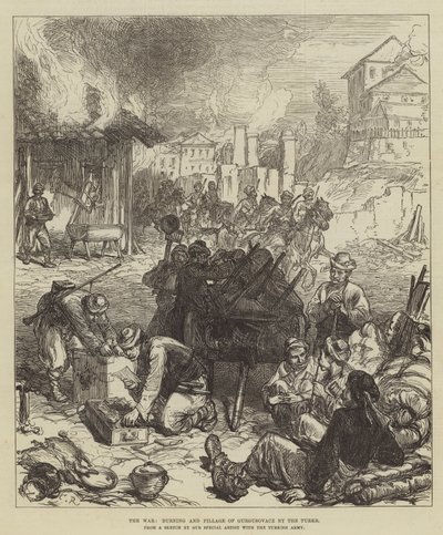 De oorlog, brand en plundering van Gurgusovacz door de Turken door Sir John Charles Robinson