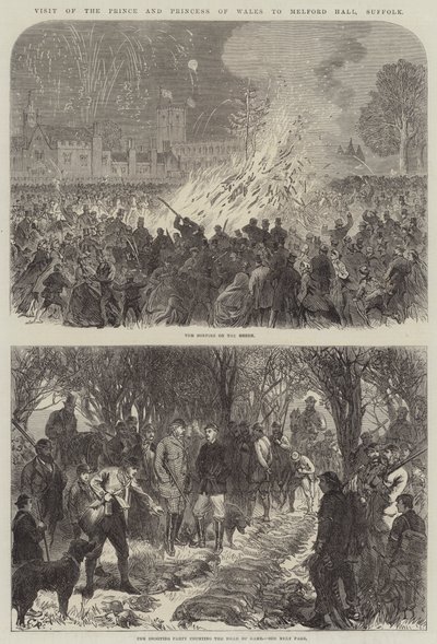 Bezoek van de Prins en Prinses van Wales aan Melford Hall, Suffolk door Sir John Charles Robinson