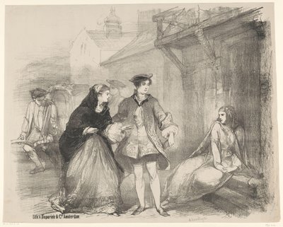Scène uit toneelstuk De kaartlegster door Charles Rochussen