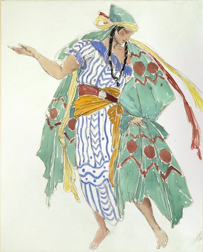 Kostuumontwerp voor een danser door Charles S Ricketts