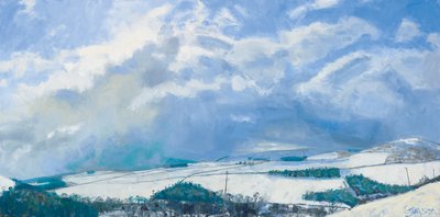 Wolken pakken zich samen boven de heuvels, 2016 (olieverf op doek) door Charles Simpson