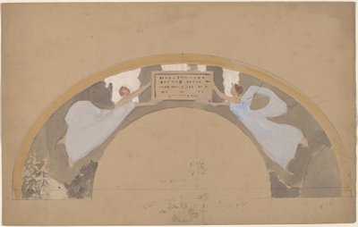Studie van twee vrouwelijke figuren in gebogen rand door Charles Sprague Pearce