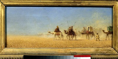 Karavaan die de woestijn doorkruist door Charles Theodore  Frere