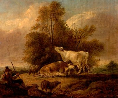 Landschap met Vee en Figuren door Charles Towne