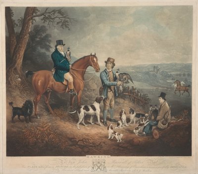 Malcolm Fleming van Barochan 1745-1811. Valkenjacht door Charles Turner